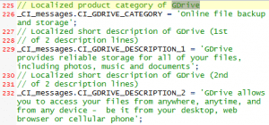 gdrive entry in google pack strings file