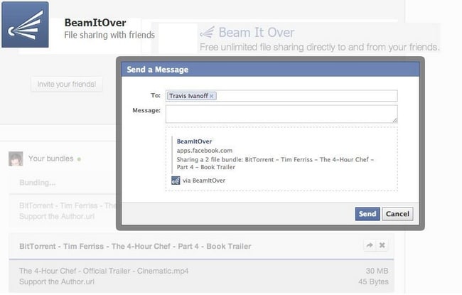 BeamItOver, para intercambio de archivos en Facebook