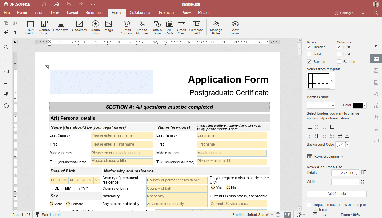 onlyoffice pdf form