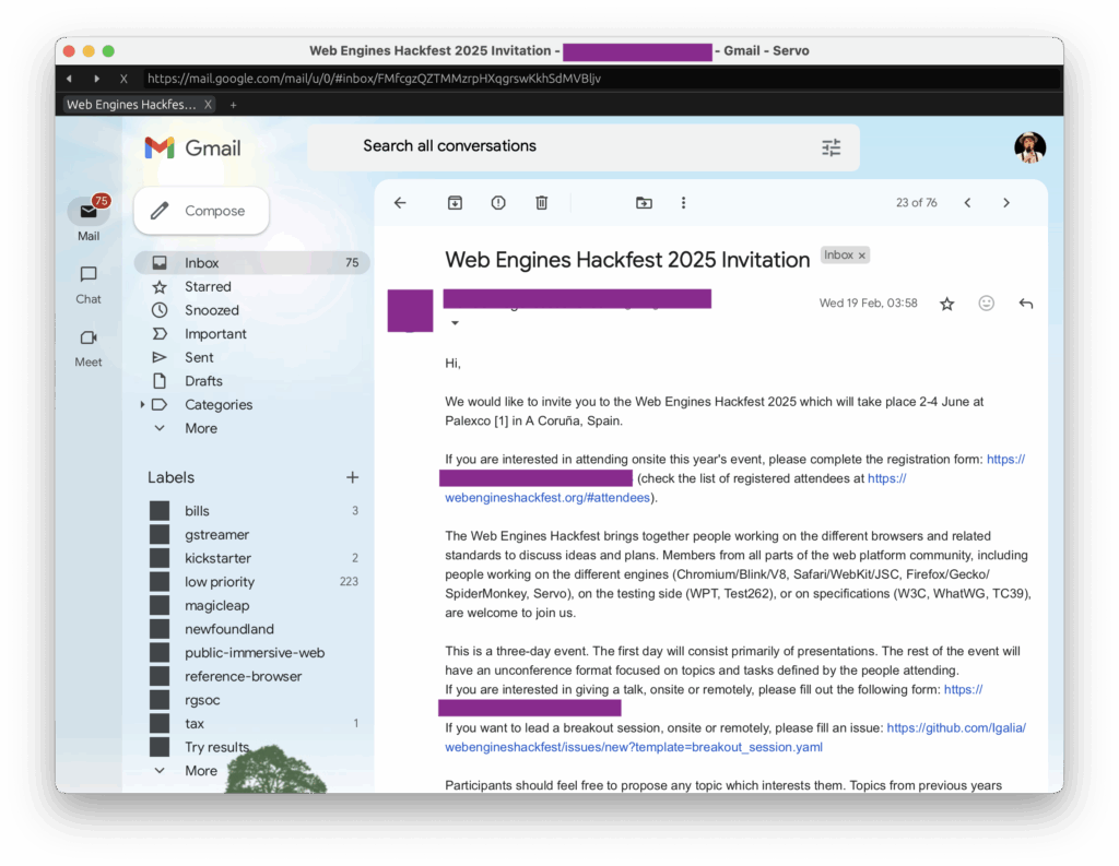 Servo acelera su desarrollo: compatibilidad con Gmail, Shadow DOM por defecto y mejoras clave en rendimiento