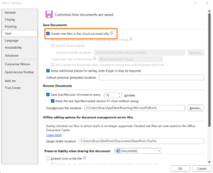 save options microsoft word