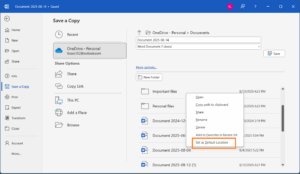 set default location microsoft word 1